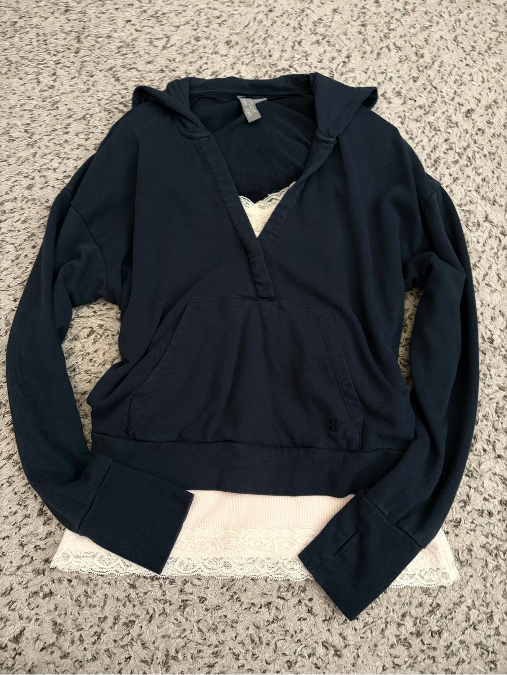 Navy Hooded Pullover Jacket